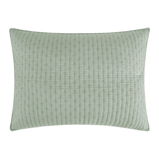 Juego de edredon Levtex Home - Cross Stitch Desert Sage - 100% algodon - Edredon King/Cal King (106x92in.) + 2 fundas de almohada King (36x20in.) - Reversible - Tela de algodon - Imagen 6