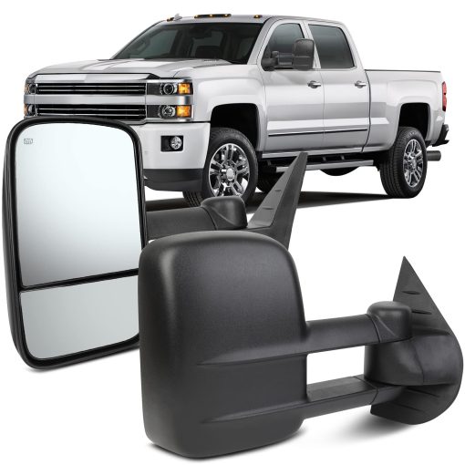 Espejos de Remolque OCPTY con lado izquierdo y derecho con potencia y calefaccion Espejos de Remolque Compatibles con 2007-2013 para Chevy Avalanche 1500 Suburban 1500/2500 para GMC Yukon XL 1500/2500 con Carcasa Negra