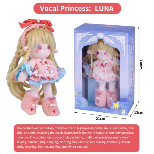Muneca de Peluche Luna 30CM Original, Kawaii, Muneca de Algodon Suave de Anime, con Esqueleto Articulado y Ropa de Muneca, Pelo Largo, Piernas Largas, Muneca de Algodon de Anime para Ninos - Imagen 4