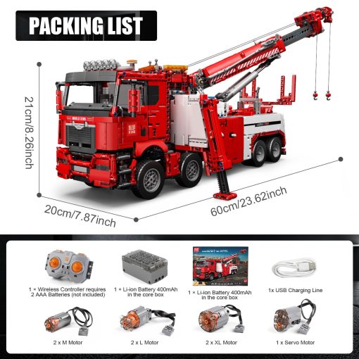 Kit de Construccion Mould King 17027 Road Rescue Truck, 4883 Piezas Modelo de Grua Neumatica Grande Technik con 7 Motores, Camion de Control Remoto y Control de Aplicacion, Regalo para Ninos/Adultos Enthusiastas de Vehiculos - Imagen 6