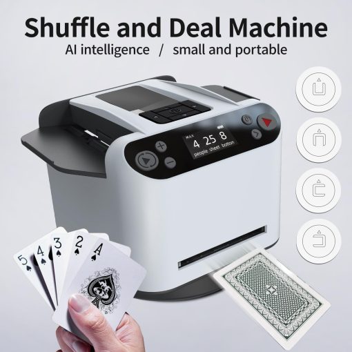 Barajadora automatica y maquina repartidora 2 en 1 Chudeilo, baraja 2 naipes, rotacion de 360? con control remoto inalambrico, ideal para Poker, UNO, Texas Hold'em, regalo para entusiastas de los juegos de casino - Imagen 2
