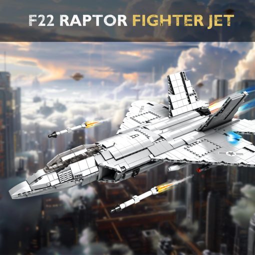 Set de bloques de construccion NUTCRACKER Fighter Jet - Avion militar F-22 Raptor Coleccion de Aviones Militares o Modelo de Exhibicion en Casa, Juguete de construccion de aviones de combate militar para Adultos Adolescentes Ninos 14+ (1837 piezas) - Imagen 3
