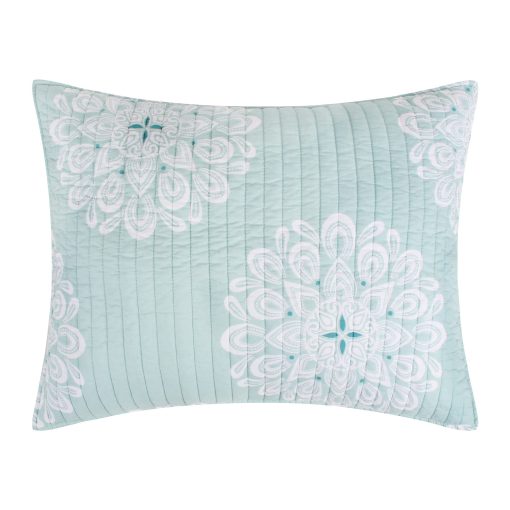 Juego de edredon Levtex Home - Lara Spa - Edredon King + Dos Fundas de almohada King - Moderno Medallon - Azul y Blanco - Tamaño del edredon (106x92in.) y tamaño de la funda de almohada (36x20in.) - Reversible - Algodon - Imagen 5