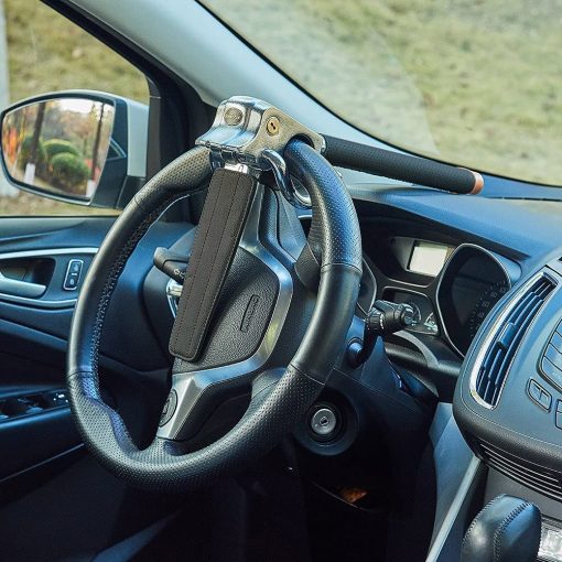 Bloqueo de volante para automovil Blueshyhall, dispositivos antirrobo con martillo de seguridad para vehiculos automoviles, camiones, y SUV, Negro - Imagen 5