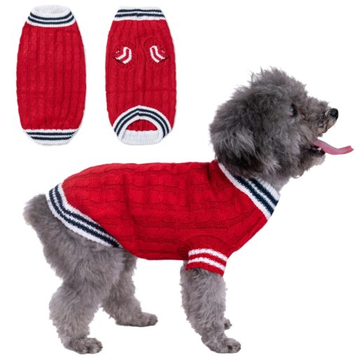 Sueter para Perros de Navidad Pequenos y Medianos Tejido Clasico para Perros Sueter Pullover (Rojo, Grande)