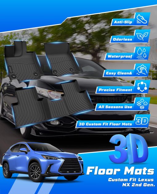 Tapetes para piso Sunsdrew para 2022 2023 2024 Lexus NX Alfombras para todo clima Revestimientos de piso de goma para automoviles OEM Proteccion de alfombras para automoviles pesados Negras Alfombras para automoviles para Lexus NX Accesorios - Imagen 4
