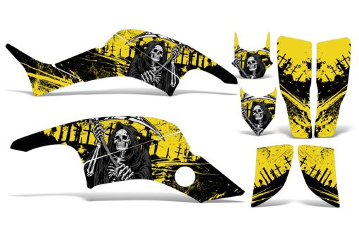 Kit de graficos de calcomanias ATV Sticker Decal compatible con Honda TRX 400EX 1999-2007 - Reaper V2 Amarillo - Imagen 2