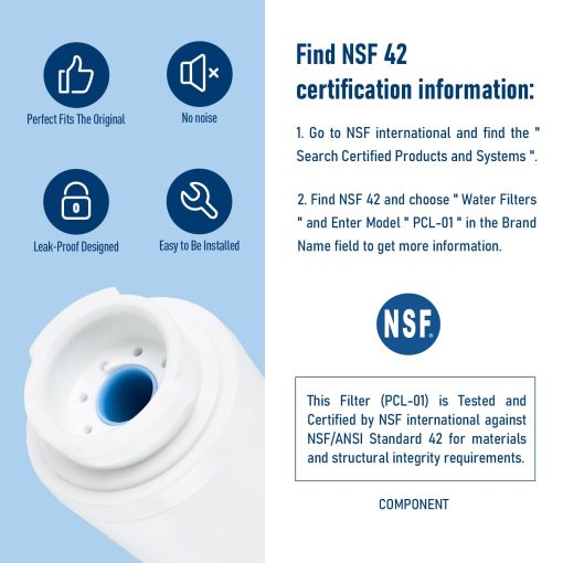 Filtro de Agua PERCOLA 9084, Certificado NSF 42, 53 y 401, Repuesto de Filtro para Kenmore 9084, 469084, 9006, 46-9006, 9005, 469005, 9992, 469992, 469992P (Paquete de 3) - Imagen 5