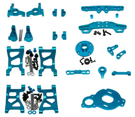 Actualizaciones Compatibles con Tamiya XV01 1/10#XV01-WRCRC Impreza WRX STI 58528 Rc Car Brazo de Suspension Oscilante Soporte de Codigo de Brazo, Copa de Direccion Soporte de Eje Motor Piezas de Aleacion Accesorio(Azul)