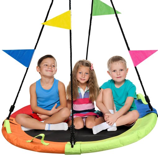 Columpio en forma de arbol HeyZoo de 48 pulgadas, columpio volador mas grande para toda la familia, capacidad de peso de 900lbs, con correas colgantes ajustables, juegos de columpios para el patio trasero, para el parque al aire libre, Multicolor