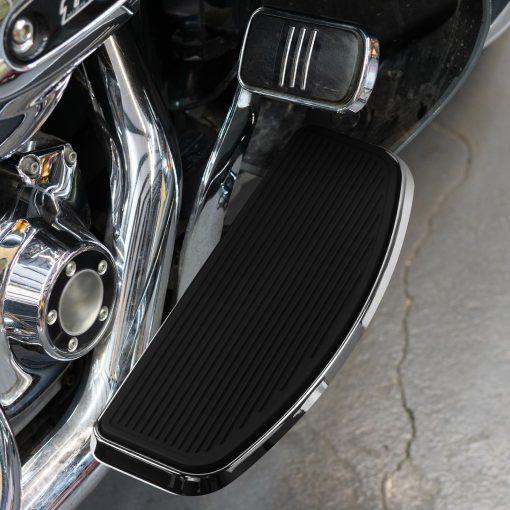 JUNJUMOTO Rider Footboard Floorboard Forma Tradicional Compatible con Harley Touring Electra Glide Road Glide Street Glide Road King y Tri Glide 1986-2024 Softail 1986-2017 Dyna FLD 2012-2016 (Cromo) - Imagen 2