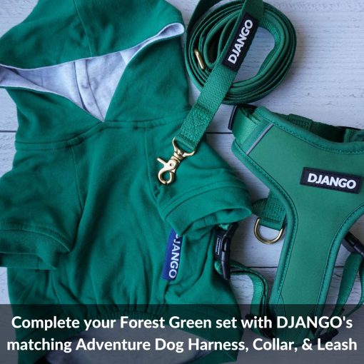 Sudadera con capucha para perros DJANGO super suave y elastica - Totalmente forrada con cintura elastica, portal de correa y bolsillo trasero (Verde Bosque, X-Small) - Imagen 8