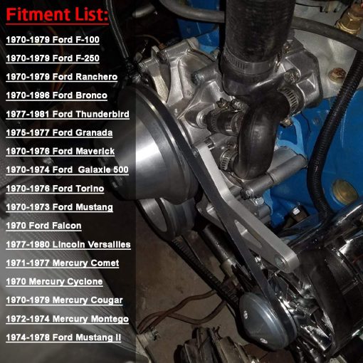 Kit de Polea de Alternador 3V de Ciguenal 2V de Bomba de Agua Compatible con Ford Small Block 302 351w 351C 351W 351M 400 V8 5.0L - Imagen 3