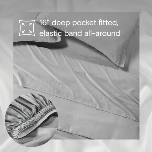 Juego de sabanas SIJO AiryWeight Tencel, 100% Lyocell derivado de Eucalipto, Suaves como la mantequilla, Ganador de las Mejores Sabanas Refrigerantes de 2022 segun Architectural Digest - 3 piezas - 2 fundas de almohada 1 ajustable (Dove, Cal King) - Imagen 4