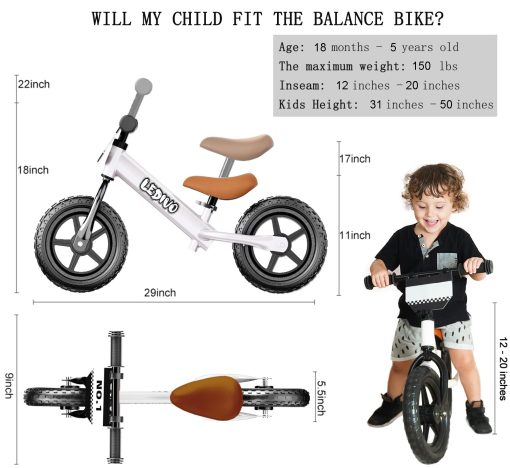 Bicicleta de Equilibrio para Ninos LEDIVO de 2 Anos, Sin Pedales de 12 Pulgadas para Ninos de 24 Meses a 5 Anos, Placa Personalizable (3 Pegatinas Incluidas), Bicicletas de Regalo para Ninos y Ninas de 2 a 5 - Imagen 6