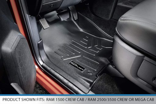 Tapetes para piso SMARTLINER Juego de 2 Filas de Liners Negros Compatibles con RAM 1500/2500/3500 Crew Cab (4 Puertas de Tamano Completo) 2012-2022 - Imagen 2