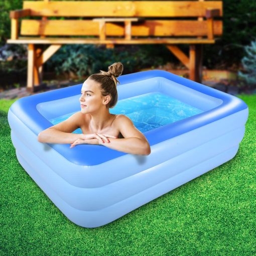 Centro de Juegos Acuaticos Familiar Inflable, Piscina Gigante de 82" x 56" x 25" para Verano con Suelo Inflable Suave para Familia, Jardin, Exterior, Patio Trasero (Azul) - Imagen 2