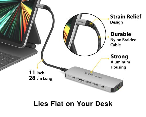 Estacion de acoplamiento de concentrador USB C de EZQuest 10 en 1 con HDMI 4K 60Hz, Ethernet 1 Gbps, 2 puertos USB C Gen 2 de 10 Gbps, 1 puerto USB C PD 3.0, 2 puertos USB A 3.0, Puerto de audio, SD/Micro SD, compatible con ordenadores USB-C - Imagen 5