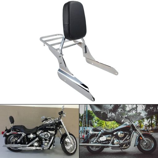 Respaldo Sissy Bar con Parrilla de Equipaje Almohadilla de Respaldo Compatible con Honda Shadow VT600 VLX600 1999-2008