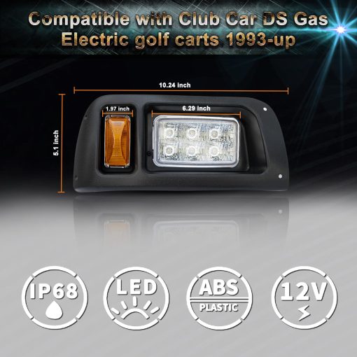 Kit de Luces LED para Carrito de Golf Orle Oko DS Compatible con Club Car DS 1993-UP Lado del Pasajero y Conductor Reemplaza Kit de Faros 12V para Club Car DS Gas y Electrico OEM 101988002 101988001 - Imagen 2