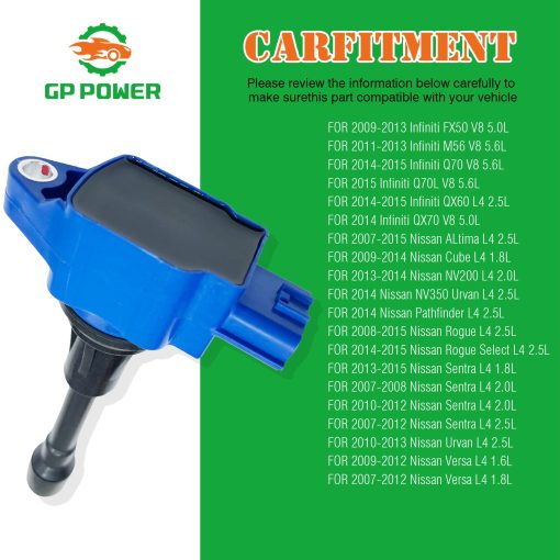 Conjunto de 4 Bobinas de Encendido Compatible con Nissan Infiniti Frontier Altima Versa Sentra Cube NV200 Rogue FX50 QX60 QX70 1.6 1.8 2.0 2.5 L4 5.0 5.6 V8 Reemplazo para UF549 22448JA00C C1506 - Imagen 4