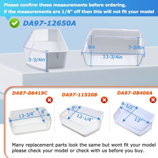 Cajon de Puerta para Refrigerador DA97-12650A, DA63-06963A, DA63-07104A (Lado Derecho) Compatible con Samsung RF260/RF261/RF263beaesr, Numero de Parte: AP5620330, 2692337 con 6 Imanes para Refrigerador - Imagen 4