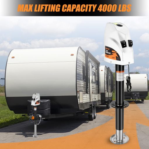 Gato de Lengüeta Electrico BEETRO 4000 lbs, Gato de Remolque Resistente para Remolques de A-Frame, Carga y Utilitarios o RV de 5ta Rueda, 22" de Elevacion, 12V DC, Blanco - Imagen 2