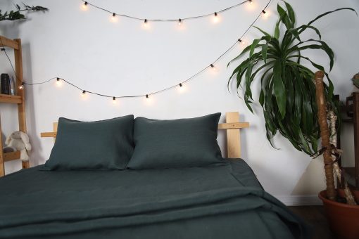 Juego de sabanas y fundas de almohada de lino WHOLEWOOLS - Juego de sabanas de lino natural - 4 piezas transpirables, ultra suaves (Sabana bajera, Sabana y 2 protectores de almohada) (Twin, Jungle) - Imagen 5
