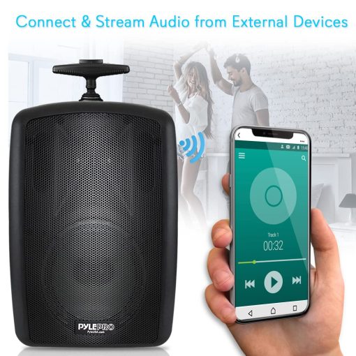 Sistema de Altavoz de PA Portatil Inalambrico Pyle - 360W Bluetooth Compatible Bateria Recargable Altavoz de Sonido para DJ al Aire Libre con Microfono Set con MP3 USB SD Radio FM RCA 1/4" Microfono en Ruedas PPHP8MBA.5 - Imagen 6