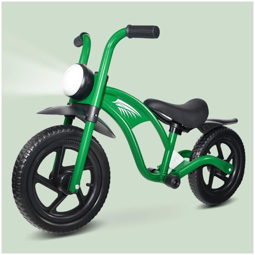 Bicicleta de Equilibrio para Ninos KRIDDO de 2 a 5 Anos, con Luz Delantera, Llantas Mejoradas para Todo Tipo de Terreno, Rodamientos Mejorados para un Paseo Suave y Estable, Guardabarros Delanteros y Traseros, Asiento Ajustable, Verde