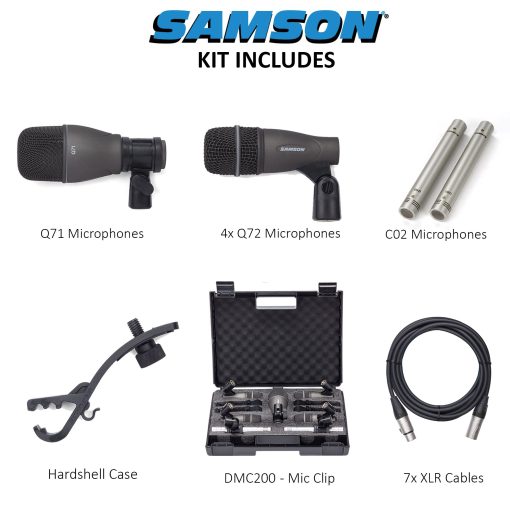 Kit de Microfono de Bateria Samson DK707 de 7 Piezas con 7 Cables Premium XLR, XLR-M a XLR-F - Bundle de Accesorios de Grabacion - Imagen 6
