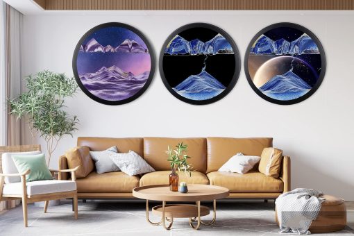 Decoracion de Arte de Arena en Movimiento de 24'', Pintura de Arena en 3D Giratoria 360? Montada en la Pared de Artesania de Vidrio 3D Mar Profundo Decoracion Relajante de Arte de Arena Liquida en Movimiento Regalo para el Hogar Oficina - Imagen 4