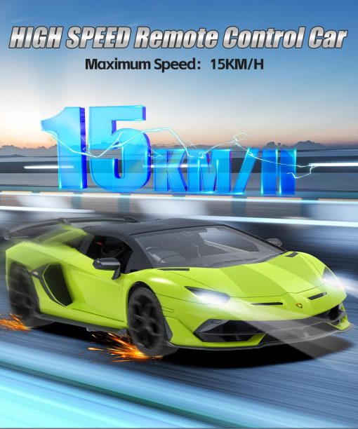 Carro de Control Remoto Lamborghini AEROQUEST, Modelo Oficial con Licencia 1:14 Lamborghini RC Car 7.4V 500mAh, Coche de Juguete Rapido a 15 km/h para Adultos Ninos Ninas, Idea de Regalo de Cumpleanos, Verde - Imagen 3