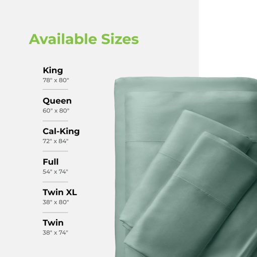 Juego de sabanas de saten Cariloha Classic de 4 piezas | Brisa de Tahiti | Split King | Material de viscosa | Resistente a alergias y extra suave | Refrescante para durmientes calurosos | Bandas en las esquinas - Imagen 6