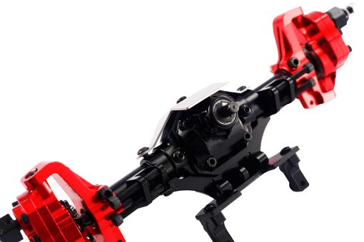RZXYL Juego de Ejes de Portal Delanteros/Traseros de Aluminio para 1/10 Axial SCX10 II 90046 90047 RC Coche Crawler (Negro con Rojo) - Imagen 5