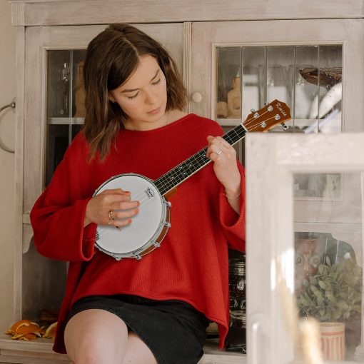 Kmise Banjolele Banjo Ukulele Uke Concerto de 4 Cuerdas Tamano 23 Pulgadas Sapele - Imagen 6