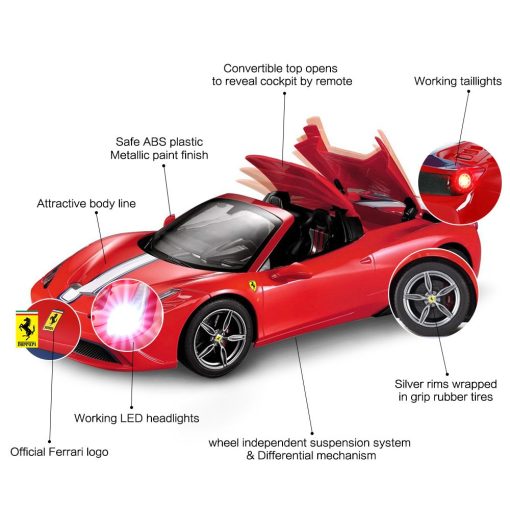 Coche de Control Remoto Rastar | Coche de Juguete a Escala 1/14 Ferrari 458 Special A, para Ninos, Apertura y Cierre Automatico, Rojo - Imagen 5