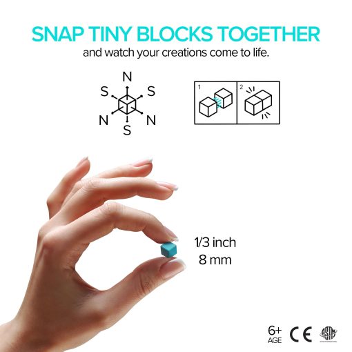 PIXIO-200 - Juguete de Bloques Magneticos Pequenos en El Estilo de Arte de Pixeles con Aplicacion Gratuita - Cubos de Plastico de 5/16" con 6 Imanes en el Interior - Juguete Creativo para Edades 6+ - Imagen 3