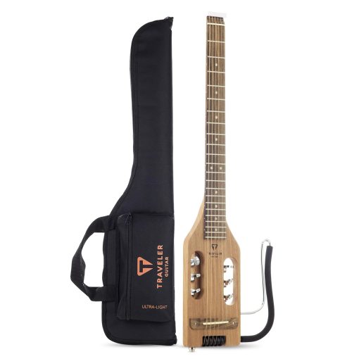 Guitarra acustica electrica de cuerpo de caoba ultra ligera para viajeros | Guitarra acustica electrica portatil con reposapies desmontable | Guitarra de viaje sin cabeza de escala completa de 24 3/4" | Guitarra de viaje con funda personalizada