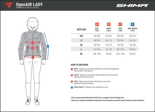 SHIMA Chaqueta de moto para mujer OPENAIR LADY | Chaqueta de verano para mujer de ciudad con armadura CE en espalda hombros codos ajuste de ancho (Gris, XL) - Imagen 5