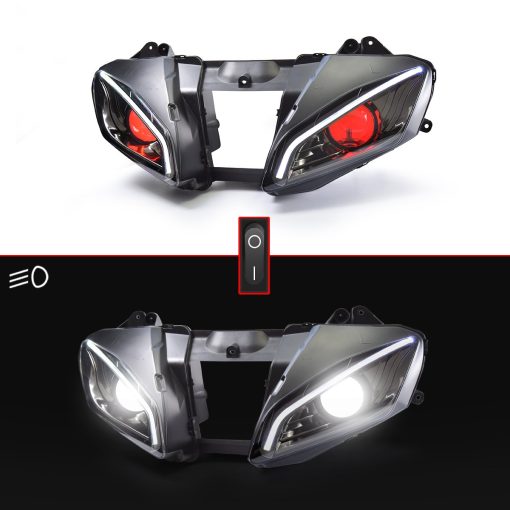 Ensamblaje de Faro LED para YZF R6 2006-2007, Faro Delantero con Luz Alta Baja, DRL y Senal de Giro ambar (Rojo) - Imagen 5