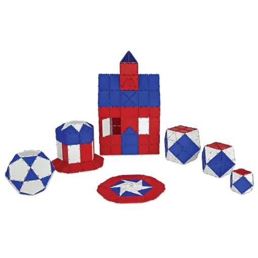 Set Geometiles Jumbo Rojo, Blanco y Azul, Juguete STEM y Matematicas Incluye Actividades en Linea, Hecho en EE. UU.