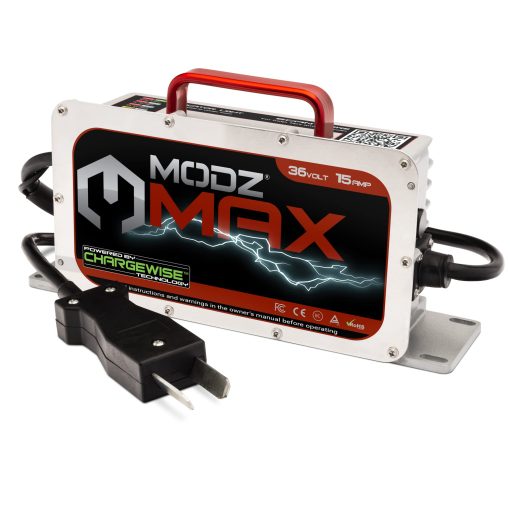 Cargador de Bateria de Carro de Golf MODZ Max36 15 AMP Compatible con Carros de 36 Voltios Club Car, EZGO y Yamaha con Enchufe Crowfoot
