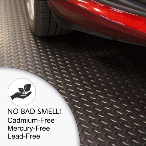 Tapete de Piso para Garaje de 4 x 8 pies Premium de SEAL, 2.8mm de Espesor Negro, Resistente Comercial de Grado Pesado para Estacionamiento de Carros, Carritos de Golf, Corredor de Piso Resistente al Agua/Manchas (Placa de Diamante Estampada) - Imagen 4