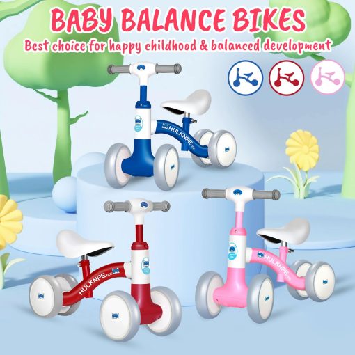 Bicicleta de Equilibrio para Bebes de 1 ano, para Ninos Ninas, 12-24 Meses, con 4 Ruedas, Asiento y Manillar Ajustables, Regalos de Primer Cumpleanos (Rojo) - Imagen 7