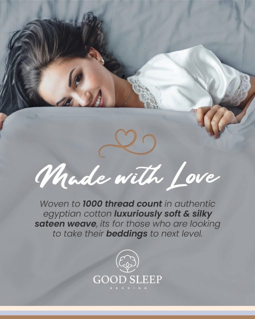 Juego de sabanas tamaño King Good Sleep Bedding con bolsillos profundos - 4 piezas, juego de sabanas King de 1000 TC, sabanas de cama King de algodon egipcio 100%, suaves y transpirables, se ajustan hasta 16 pulgadas - Gris Claro - Imagen 5