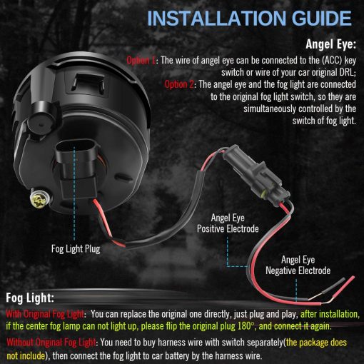 Luz de Niebla 2en1 con Ojo de angel, Lampara LED Mejorada con Anillo Halo DRL para Nissan 2011-2013 Rogue, 2007-2011 Versa, 2009-2014 Murano Z51, 2011-2014 Juke, 2009-2014 Cube Z12, 2010-2013 Infiniti G37 - Imagen 8