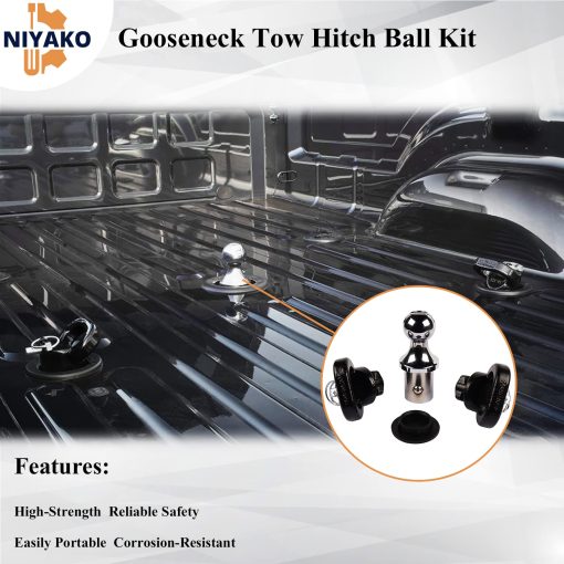 Kit de bola de remolque Gooseneck Niyako, bola de 2-5/16 pulgadas, capacidad de carga de 38,000 lbs, pieza de repuesto #60618, compatible con Ram 2500 3500 2013-2023 - Imagen 4
