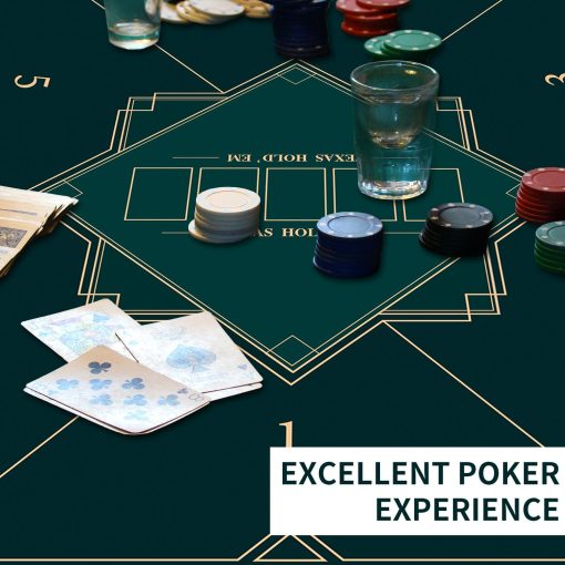 Nuventi Tapete de Poker Square Foldable de 24/31/39/47/55 pulgadas para 6 Jugadores, Layout Portatil Antideslizante de Goma para Juego de Cartas Texas Hold'em para Fiesta Familiar, Casino - Imagen 6