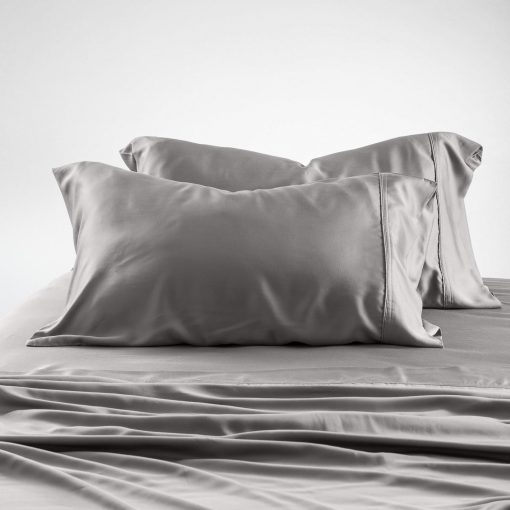 Juego de sabanas de lujo Olive + Crate Luxury Series 100% Tencel Eucalyptus King Size - Juego de 4 piezas de sabanas suaves y frescas | Bolsillo profundo de 18'' para sabana plana, sabana ajustable y 2 fundas de almohada color gris piedra - Imagen 5